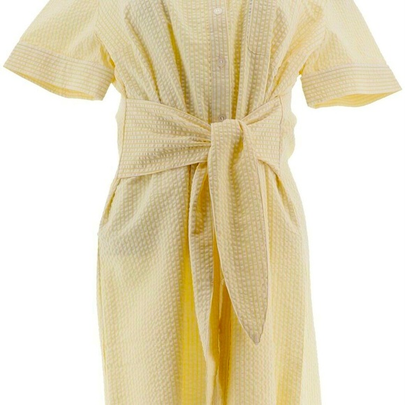Denim & co yellow seersucker shirt dress size 1X - Picture 8 of 9
